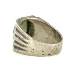 Prehnite, Sterling Silver Vintage Ornate Band Ring Sz. 9.5