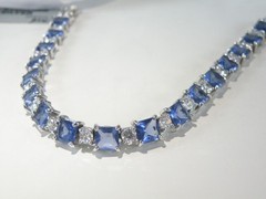 Sterling Silver 925 Simulated Large Sapphire Tennis Bracelet 7.5″