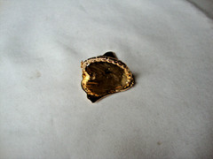 VTG HANDMADE NATURAL LACQUERED SEASHELL GOLD PLATED HINGED DRESS/SCARF CLIP