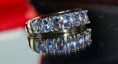 10k yellow gold ring 1.00ct natural tanzanite size 6 band vintage 2.15gr N3511