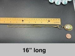 Vintage 12k Gold Filled Pocket Watch Chain FOB, Swivel Dog Clip, Guilloche Iris