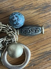 Vintage Charm Bracelet Blue Goldtone Elephant Beads Signed Roxsann
