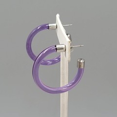 Vintage Translucent Purple Hoop Pierced Earrings Hoops Drop 1.25″