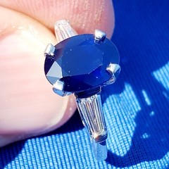 EARTH MINED SAPPHIRE DIAMOND Deco Engagement Ring Vintage PLATINUM Solitaire 3CT