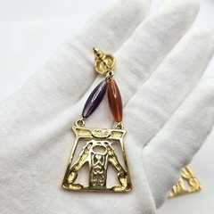 VTG JACKIE COLLINS Egyptian Revival Panthers gold tone designer runway Earrings