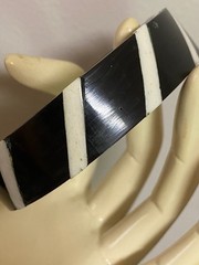 Vintage Horn and Bovine Bone inlays Bangle Bracelet