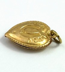 Vintage Good Luck Charm Puffy Heart Pendant Horseshoe Vintage Jewelry Brass