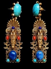 Vintage Egyptian Pharaoh Reviva Postl Earrings