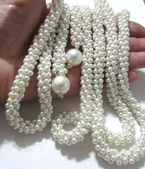 Faux Pearl Woven Flapper Necklace or Belt 10mm*62 inch