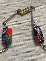 Rare Vtg Colorful Murano Millefiori Rectangular 5/8″ Bead Necklace Almost 23″L
