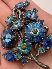 VTG Weiss Watermelon Peacock Blue Purple Margarita Rivoli Grapes Brooch/Pin
