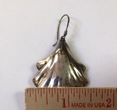 Vintage TAXCO TE-05 Sterling Silver Mexico Large 2.25″ Seashell Dangle Earrings
