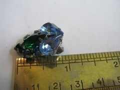 1960s Blue & Green Rhinestone Clip On Earrings, Compare @ $35 on Etsy