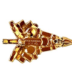 EISENBERG ICE Vintage Christmas Tree Brooch Small Multi-Color Rhinestones Signed
