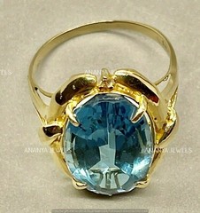 4.00 CT Oval Cut Lab-Created Topaz Solitaire Vintage Ring 14K Yellow Gold Plated