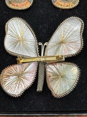 Vintage Butterfly Brooch & Clip Earrings Set West Germany Wire Art PCH Box