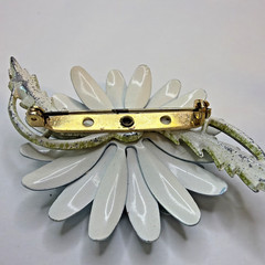 Vintage 1960s Blue Enamel Flower Brooch Rhinestone Mod Flower Power Pin – AS IS