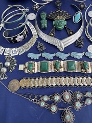 Vintage Jewelry Lot Mexico Alpaca Boho Ethnic Tribal Runway 30 Pc Bracelet Nlace