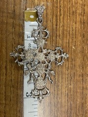 Vtg Guglielmo Cini Art Nouveau Cross Pendant 3.5 Inches