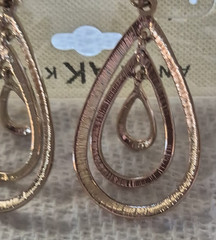 Anne Klein Vintage Earrings Gold plate crystal 3 teardrop dangle pierced