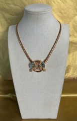 Vintage Oleg Cassini 3 Piece 24K Gold Plated & Blue Crystal Set w/ Original Box