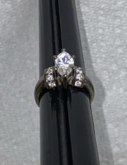 Signed ring, Korea 925 And Other Symbols, Clear Gems Marquis/Round Sz 6