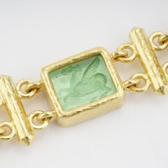 Elizabeth Locke 7 Station Rectangular Venetian Glass in 19k Yellow Gold