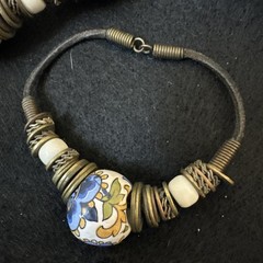 Vintage Tribal BOHO Statement Necklace Ceramic Beads,metal& Mixed Materials COOL