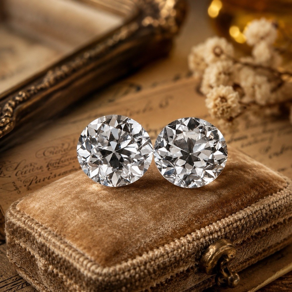 Made to order 2 carat total weight natural Old European Diamond Stud earrings