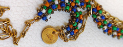 Vintage Carla Perretti Long Gold Chain Seed Bead 3 Wrap Necklace Signed Italy