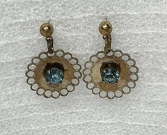 Earrings Lot of 3 Gold Tone Dangle Drop Pierced Wires & Stud Vintage 1950-1959