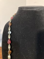 Vintage Glass, Acrylic & Gold Tone Beaded 36 in Long Strand Necklace