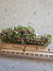 Vintage Mid Century Natural Peridot Chip Fringe Bracelet & Earrings Set