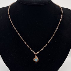 Copper Thunderbird Chain Necklace Faux Turquoise Embossed Pendant Southwest