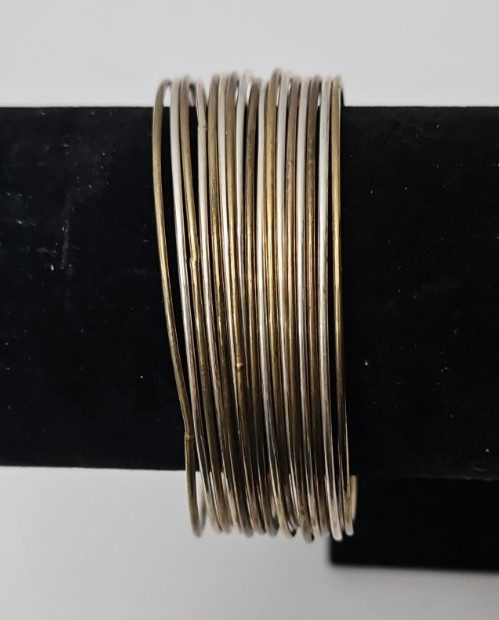 Vintage Silver and Gold Tone Cuff Layered Bracelets