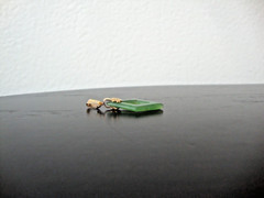 VTG 1970s HANDMADE GREEN JADE FENG SHUI DIAMOND YELLOW GOLD FILLED CHARM/PENDANT