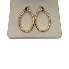 Vintage Classic 14k Gold Oval Shaped Pierced Hoop Earrings “ZZ 14k” 3.07 Grams