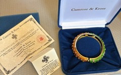 Jackie Kennedy JBK Camrose Kross Enamel Jeweled Hinged Bangle Bracelet Box COA