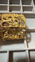 Jonathan Bailey Crown Trifari Sculpturesque Gold Brutalist Cuff Watch 1970
