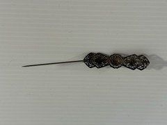 Vintage 835 Silver Filigree Bar Brooch Floral Scrollwork c1930s 3.2gms