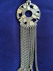 Vintage Sarah Coventry Brutalist MCM Necklace Fringe Silvertone
