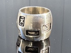 Vtg Vass Ludacer Sterling Silver Wide Hallmark Biker Ring Band Sz 9.75 Fit 9.25+