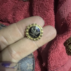 Round Gold Tone Black Military-Themed Eagle Design Lapel Pin Pinback