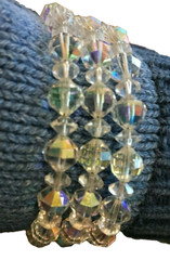Vintage Crystal BEADS NECKLACE With Bracelet & Rhinestone Earrings