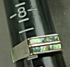Vintage 1960s sterling silver abalone / mop ring 925 size 8.75 Bahamas