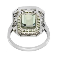Art Deco Style Lab Created Diamond Green Amethyst Peridot 14K White Gold FN Ring