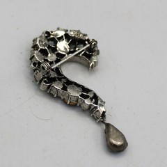 Lisner Rhinestone Brooch Pin Pastel Blue Pink Green Silver Tone