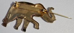 Vintage Elephant Brooch Blue’s and White Enamel 2.0 in by 1.5 in signed Warner