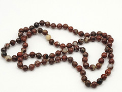 Jasper Stone Varied Brown Hues Hand Knotted Beaded Over the Head Necklace 30 In