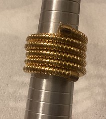 Vintage Unsigned Gold Tone Tubogas Coiled Ring, Flexible Ribbed Size 9.5-10